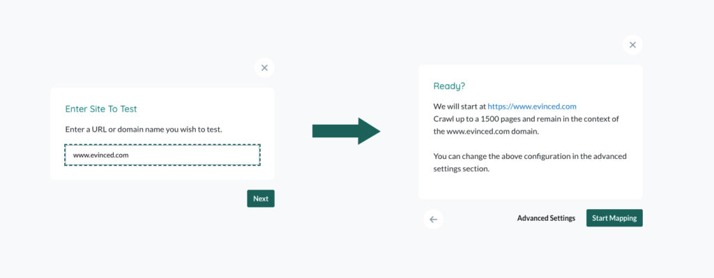 Evinced Checker site scan process